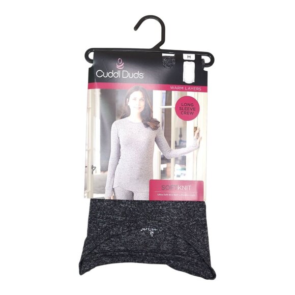 Cuddl Duds Womens Long Sleeve Crew SoftKnit Top Medium Charcoal Ultra Soft Knit - Picture 9 of 9